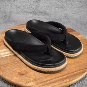 James Perse Thong Flip Flops Size 10 Women Black Suede/Jute